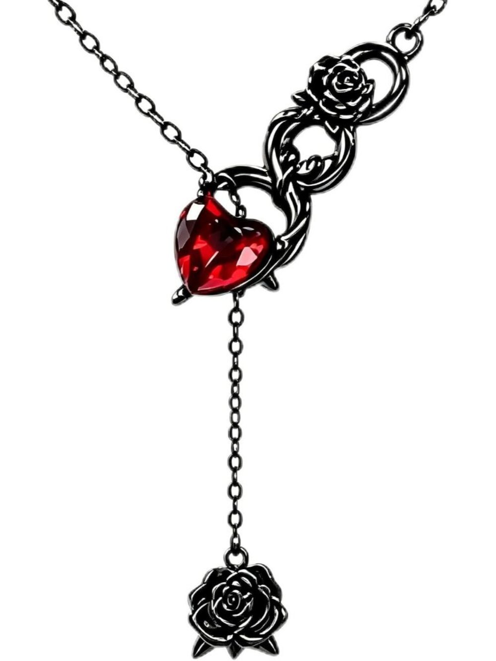 Women's Black Red Heart Shape Plating Gothic Rose Jewelry Halloween Necklaces